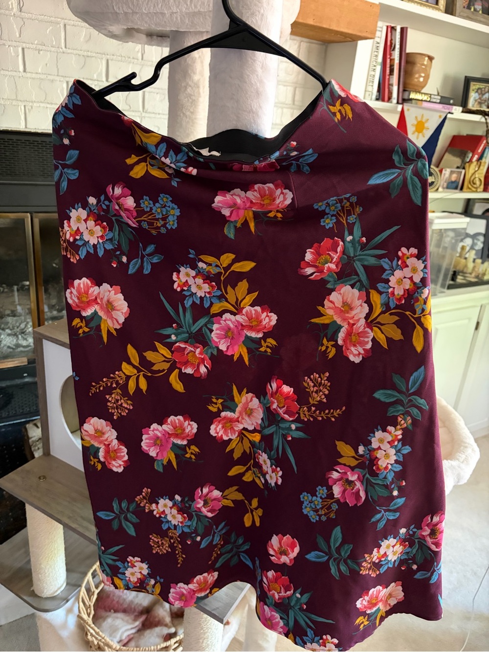 S Maroon Floral Maxi Skirt